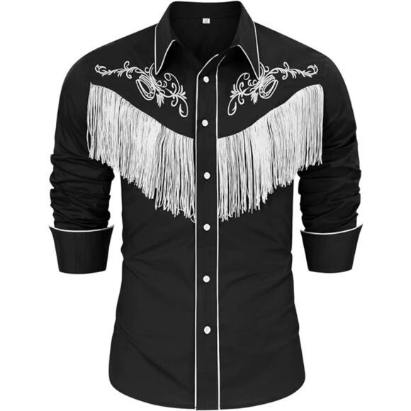 Men's Cowboy Costume Western Long Sleeve Black - Picture 1 of 6